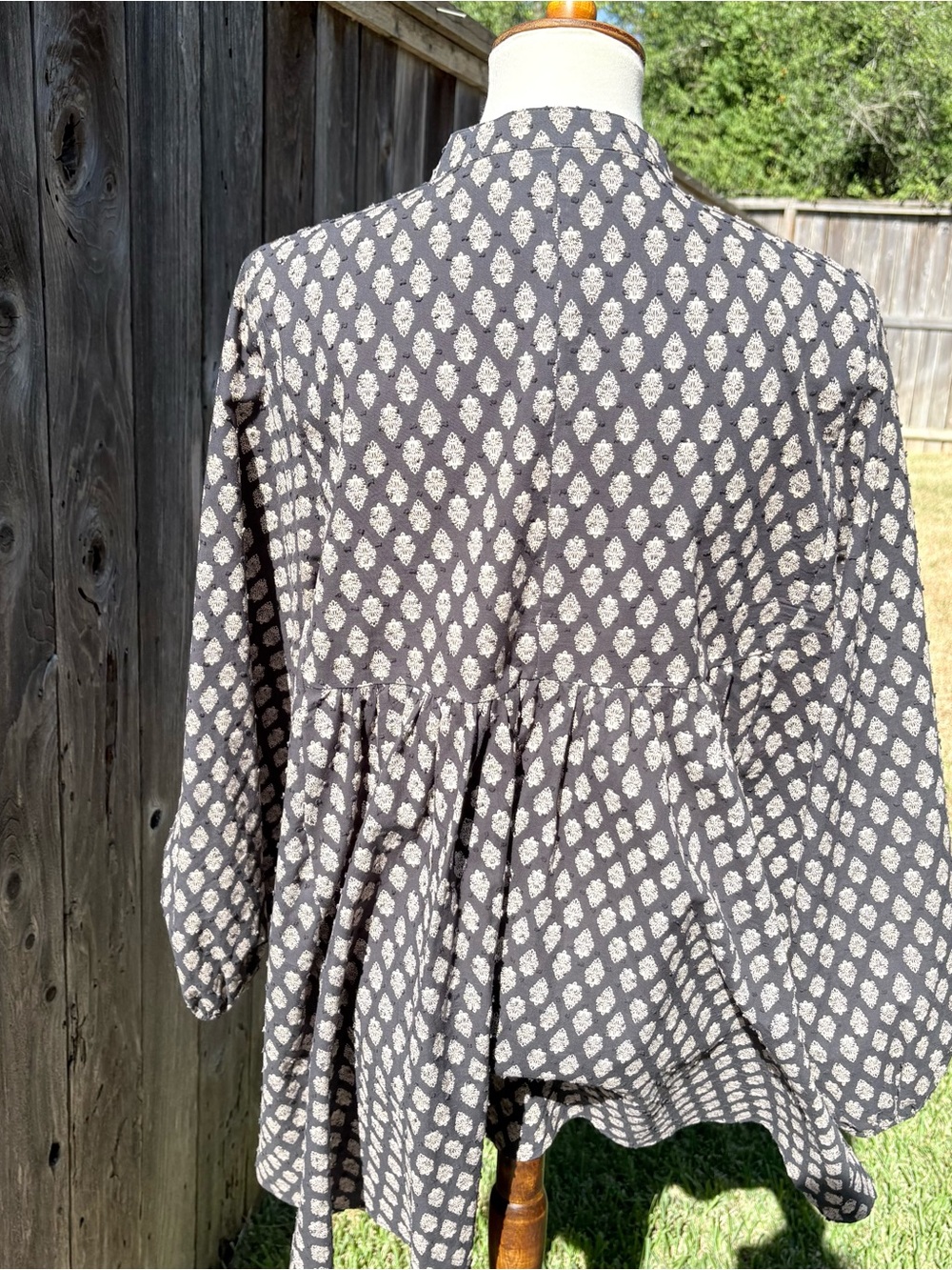 H&M Swiss Dot Black Mini Dress Tunic with Cream Geometric Print - Picture 6 of 6
